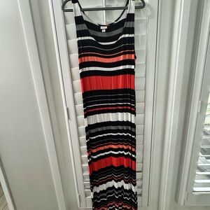 Striped Maxi Dress - Black, orange, white